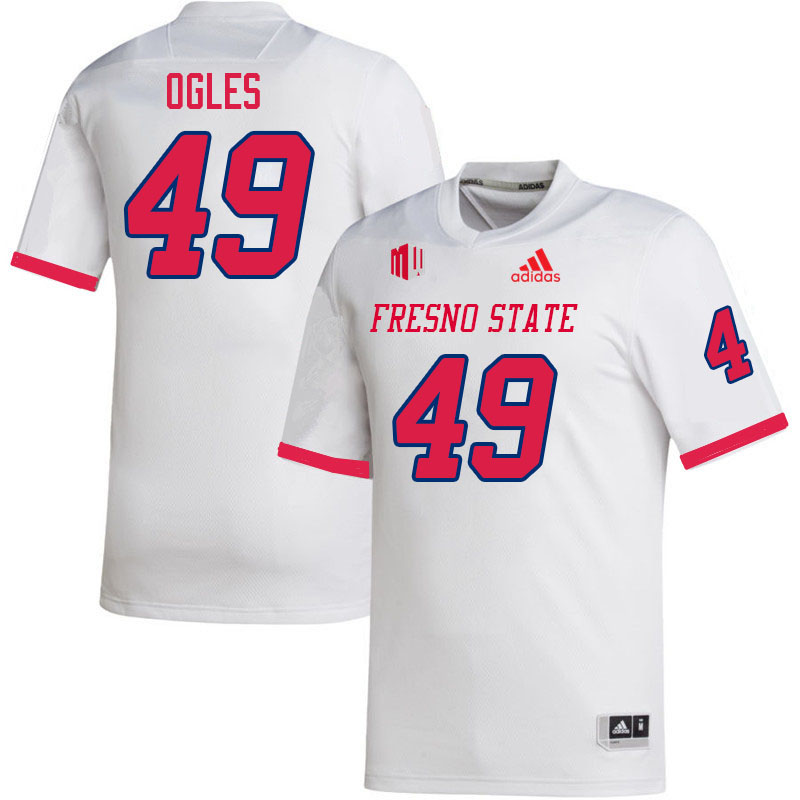 Men #49 Landon Ogles Fresno State Bulldogs College Football Jerseys Stitched Sale-White - Click Image to Close